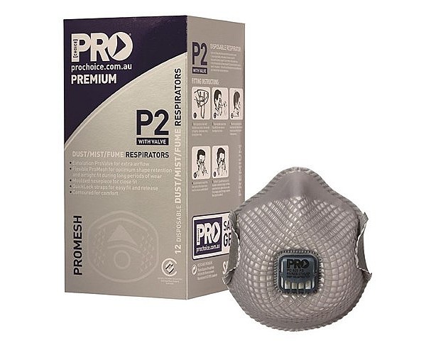 PROMESH Respirator P2 With Valve Box of 12 Disposable Respirator Masks