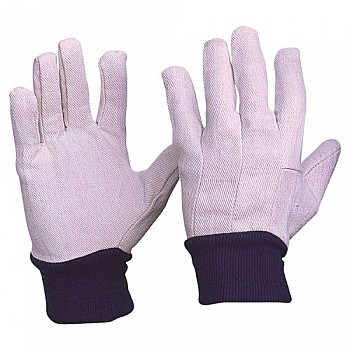 Cotton Drill Blue Wrist Men Size Gloves