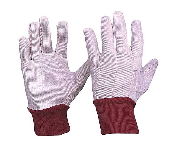 Cotton Drill Red Knit Wrist Ladies size Gloves