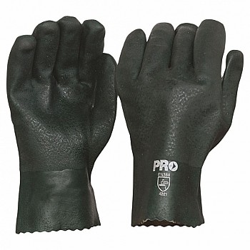 Chemical Resistant Green Double Dipped PVC 27cm Gloves