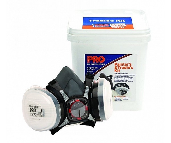 MAXI MASK Respirator Tradies and Painters Kit 2000 with A1P2 Cartridges and Bucket Half Masks