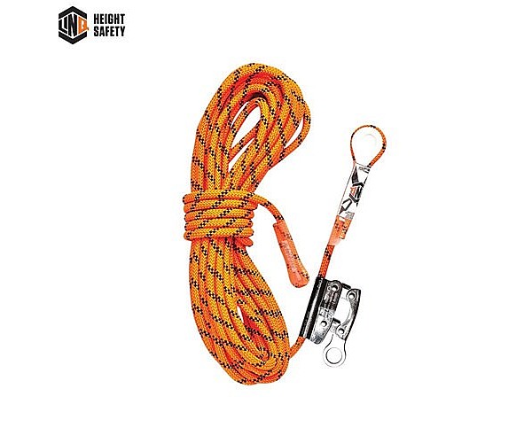 KERNMANTLE ROPE WITH THIMBLE EYE & ROPE GRAB 15M