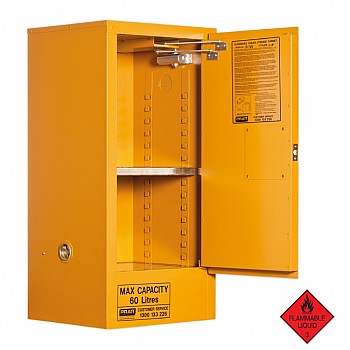 Flammable Liquid Storage Cabinet: 60L - 1 Door - 2 Shelves