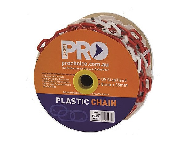 Yellow or Red/White PVC Plastic Linked Chain 8mm
