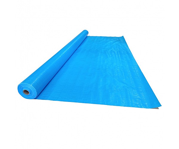 Extra Thick UV Stable Blue Poly Woven Tarp 2M X 50m 200gsm in Blue - Front View