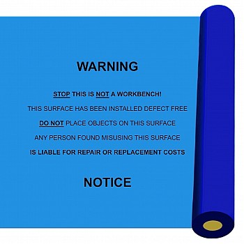Blue Bench Top Protection With Warning Text Self Adhesive Film 80um
