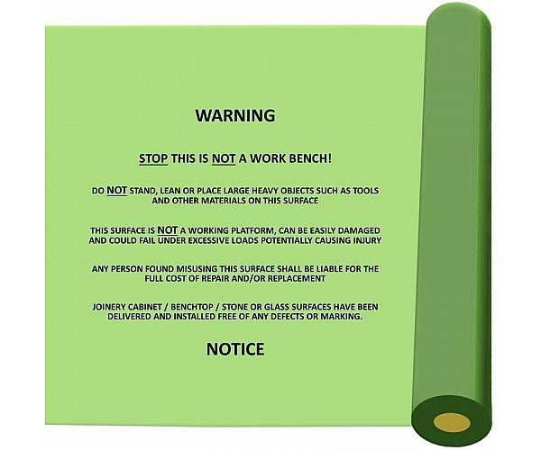 Green Bench Top Protection With Warning Text Self Adhesive Film Self Adhesive Films