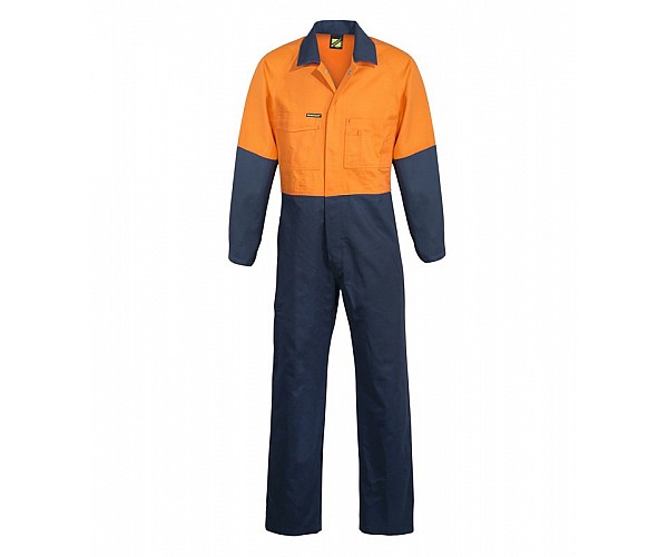HI VIS POLY/COTTON TWO TONE COVERALLS 210gsm