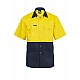 WORK CRAFT TWO TONE SHORT SLEEVE SHIRT WITH PRESS STUDS & POCKETS 100% COTTON