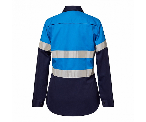 LADIES LIGHTWEIGHT LONG SLEEVES COTTON SHIRT WITH REFLECTIVE TAPE