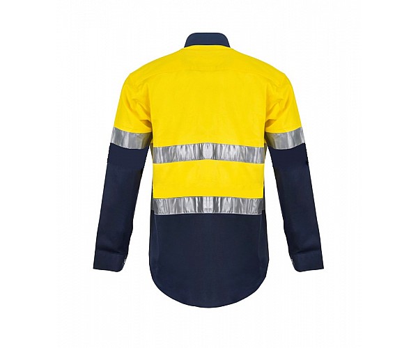 Work Craft Hi Vis 2 Tone Half Placket Shirt With Reflective Tape in [colour] - Front View