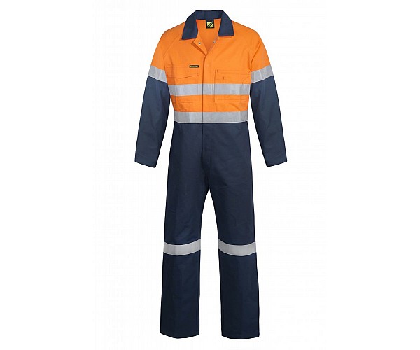 HI VIS TWO TONE COTTON DRILL  COVERALLS WITH REFLECTIVE TAPE