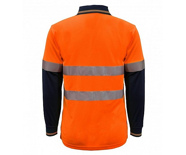 HI VIS LONG SLEEVES MICROMESH POLO WITH POCKET AND REFLECTIVE TAPE