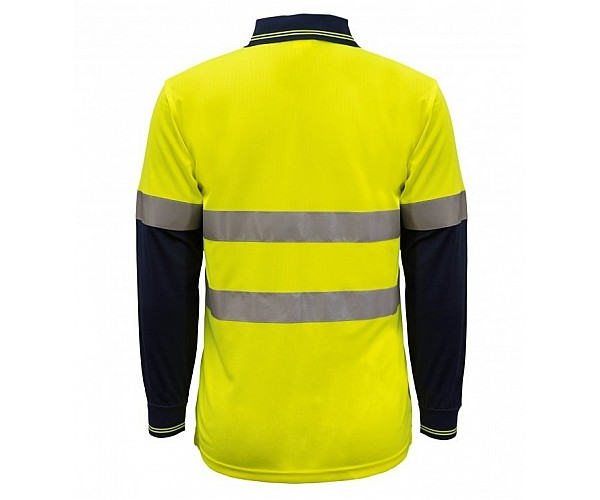 HI VIS LONG SLEEVES MICROMESH POLO WITH POCKET AND REFLECTIVE TAPE