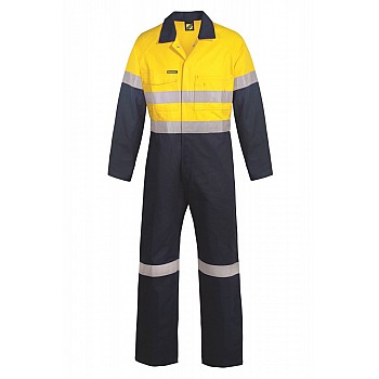 Hi Vis Two Tone Cotton Drill  Coveralls With Reflective Tape 