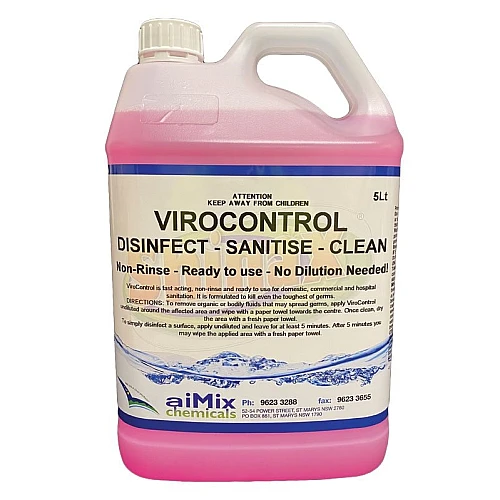 Virocontrol Disinfect Sanitise Cleaning Solution 5 Litre Virocontrol Disinfect Sanitise Cleaning Solution 5 Litre