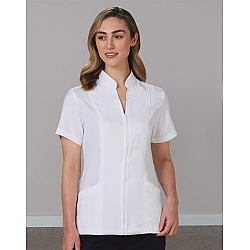 Ladies Full Zip Front Short Sleeve Tunic M8636S