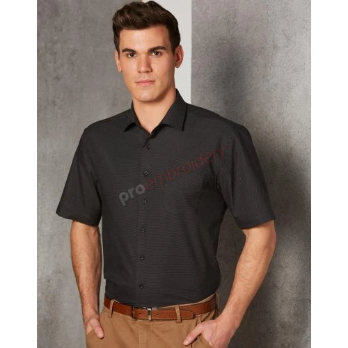 Ascot Mens Short Sleeve Dot Jacquard Stretch Shirt M7400s