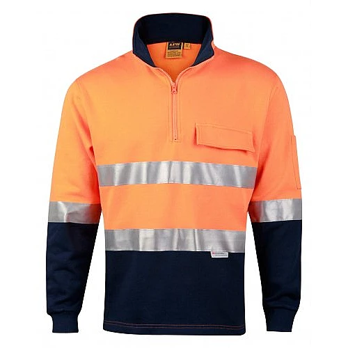 Hi Vis Two Tone Cotton Fleece Sweat With 3M Reflective Tape Sw48 