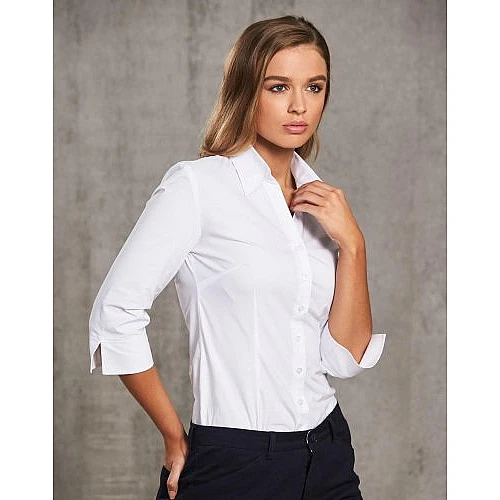 Ladies Cotton/Polyester Stretch 3/4 Sleeve Shirt M8020q