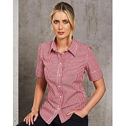Ladies Gingham Check Short Sleeve Shirt M8300s Ladies Gingham Check Short Sleeve Shirt M8300s