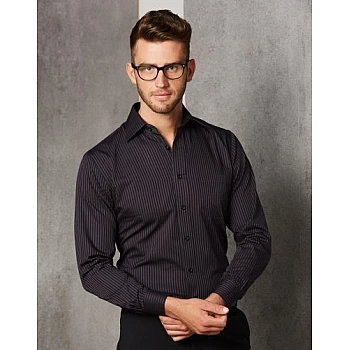 Men's Dobby Stripe Long Sleeve Shirt M7132