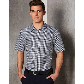 Men’s Gingham Check Short Sleeve Shirt M7300s