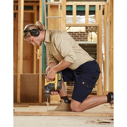 Mens Stretch Cargo Work Shorts With Design Panel Treatments