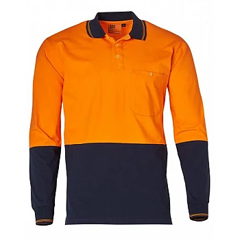Cotton Jersey Two Tone Long Sleeve Safety Polo Sw36