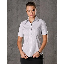Women's Ticking Stripe Short Sleeve Shirt M8200s