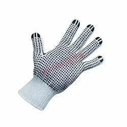Poly Cotton Gloves With Black PVC Dots