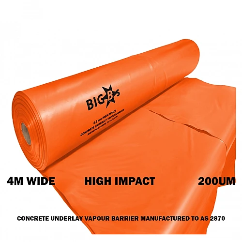 Builders Film Orange High Impact 4M X 33M X 200um 4 Folded