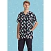Mens Christmas V-Neck Short Sleeve Scrub Top