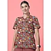 Womens V-Neck Printed Scrub Top