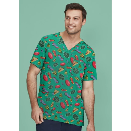 Unisex V-Neck Printed Scrub Top Unisex V-Neck Printed Scrub Top