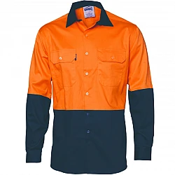 DNC Hi Vis Two Tone 190gsm Cotton Drill Long Sleeve Shirt DNC Hi Vis Two Tone 190gsm Cotton Drill Long Sleeve Shirt