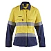 Ladies Hi Vis Two Tone Open Front Shirt With Gusset Sleeves And Fr Reflective Tape