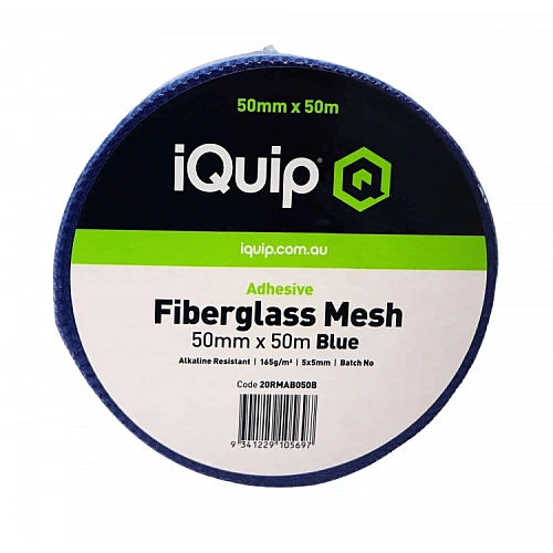 iQuip Fiberglass Render Mesh Adhesive 50mm x 50m Blue