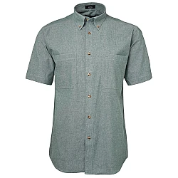 Green Stitch Short Sleeve Button Shirt
