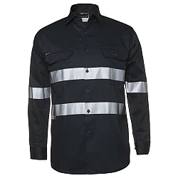 Hi Vis Dark Navy Long Sleeve Shirt With Reflective Tape