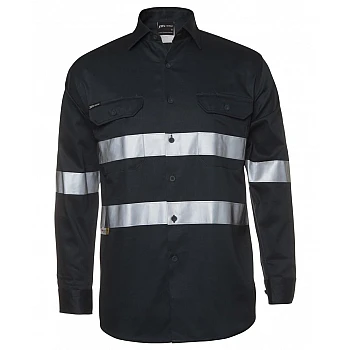 Hi Vis Dark Navy Long Sleeve Shirt With Reflective Tape