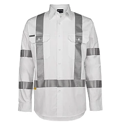 Hi Vis White Night Safety Shirt X Pattern Reflective Tape Hi Vis White Night Safety Shirt X Pattern Reflective Tape