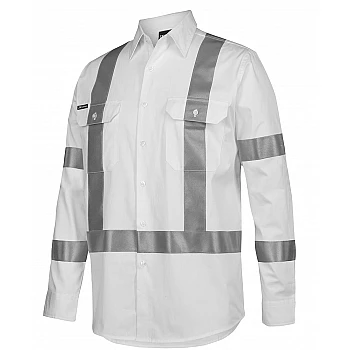 Hi Vis White Night Safety Shirt X Pattern Reflective Tape
