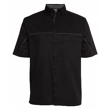Short Sleeve Button Shirt With Piping