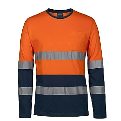 Day & Night Long  Sleeve Crew Neck Cotton T-Shirt