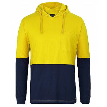 Hi Vis Long Sleeve Hooded Cotton T-Shirt