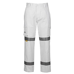 Hi Vis White Night Safety Pants With Reflective Tape