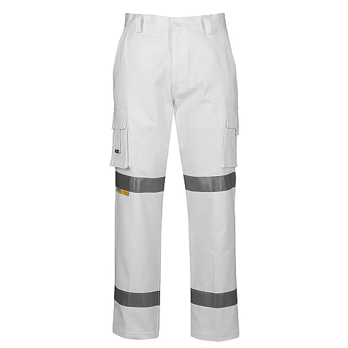 Hi Vis White Night Safety Pants With Reflective Tape