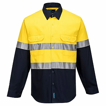Hi Vis Two Tone Regular Weight Long Sleeve Shirt With Tape