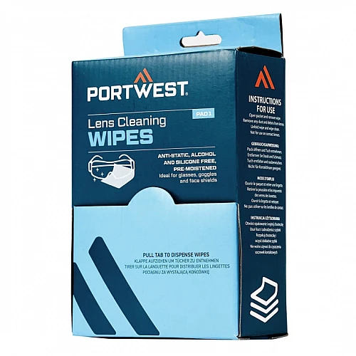 Portwest Lens Cleaning Wipes - Pack of 100 Portwest Lens Cleaning Wipes - Pack of 100